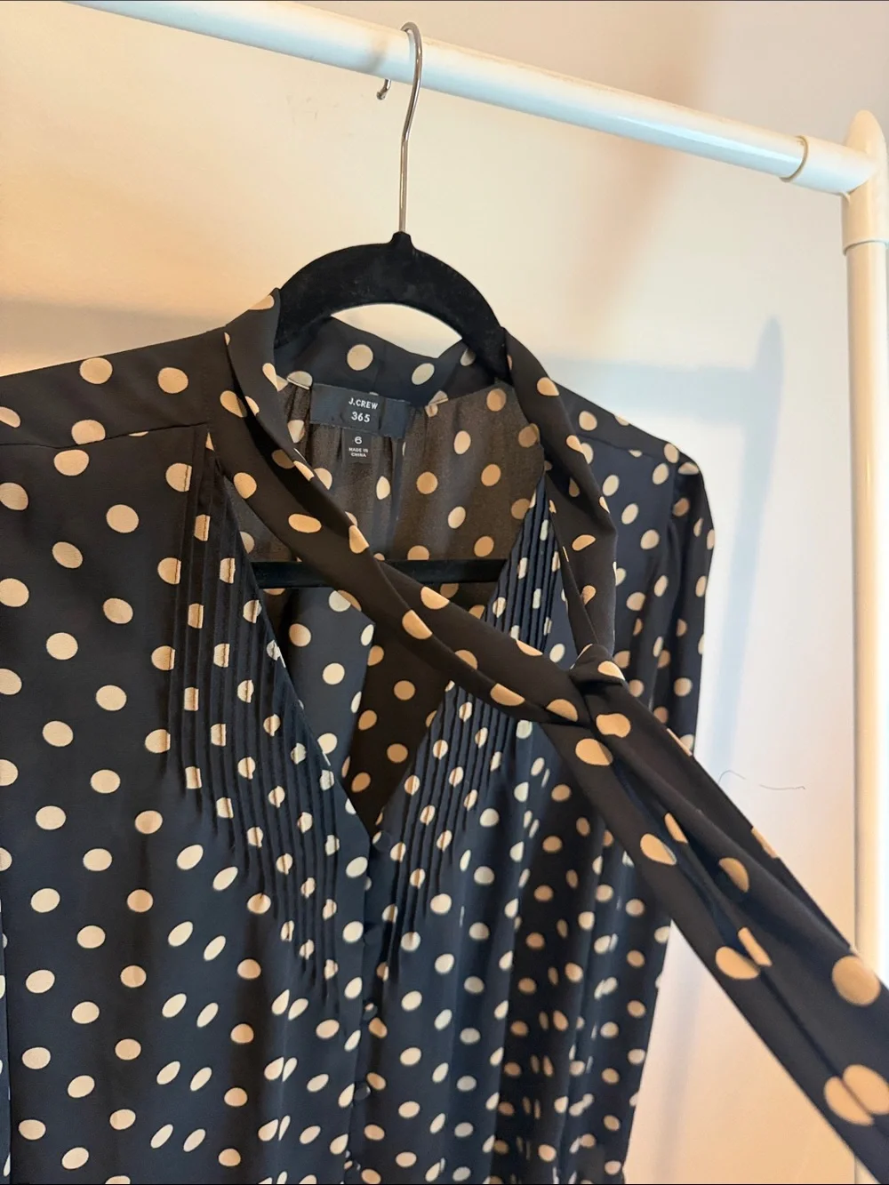 JCrew Black Polka Dot Long-Sleeve Blouse